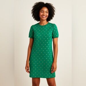 Boden Emerald Dress with Gold Dots